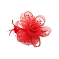 thumbnail image 2 of Tocado elegante Qarigey con clip diadema de plumas y flores rojo, 2 of 6
