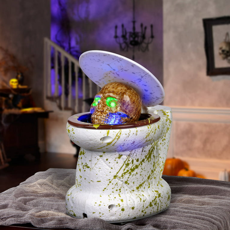 Mysterious Light Toilet Bowl Night Scary Halloween Bathroom Concept  Illustration Stock Photo by ©maxxyustas 541819326