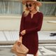 thumbnail image 5 of Vestido de punto de longitud media con giro de otoño e invierno, suéter holgado dividido de color sólido, vestido de mujer, 5 of 5