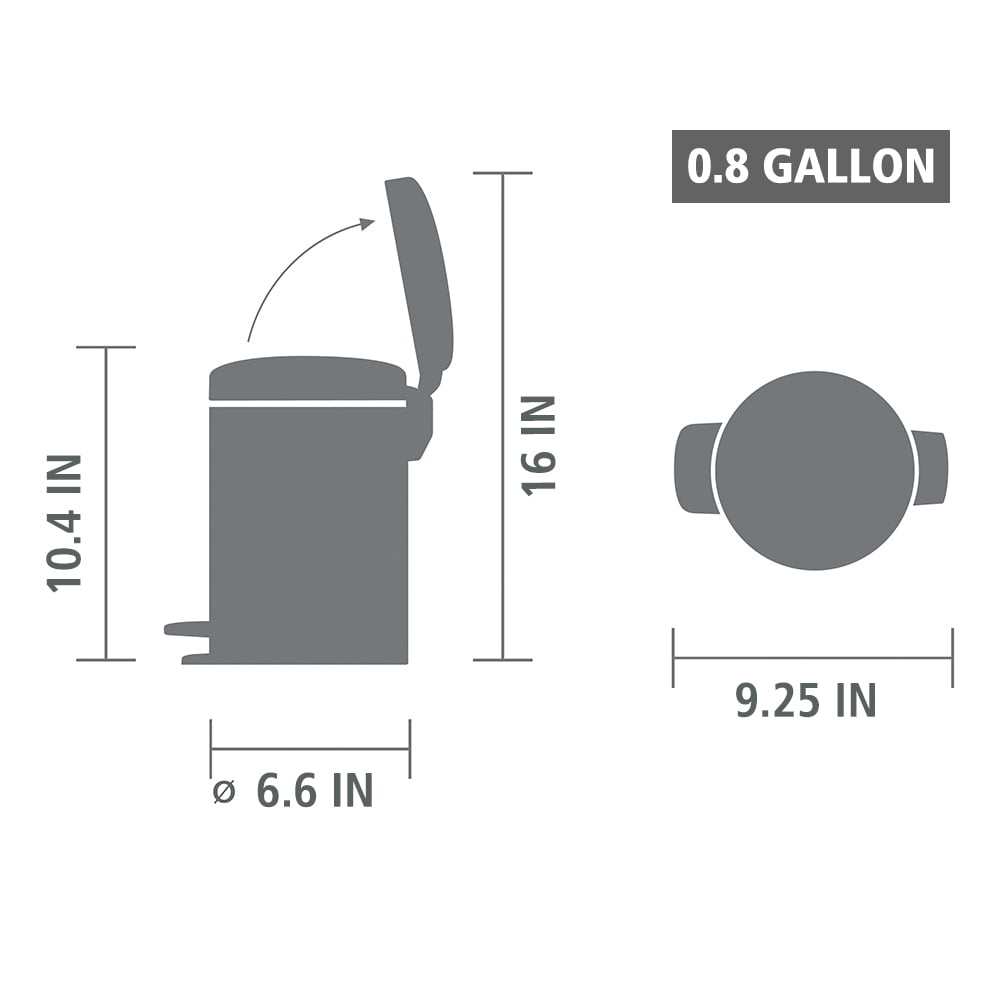 Brabantia Trash Can Newicon, 0.8 Gallon / 3L White