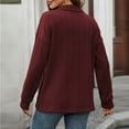 thumbnail image 6 of Crunowin Women's Casual Blouse Top, Button Knitted Ribbed Lapel Long Sleeved Shirt Wine 2XL, 6 of 6