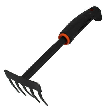 Unique Bargains Black Plastic Handle Gardening Yard Metal Hand Tool Bow Rake 11" Long