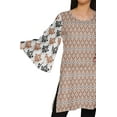 thumbnail image 4 of Moomaya Kurtis Courtes en Poly-Crêpe pour Femmes, Robe à Manches Kimono Imprimée, Haut Indien, 4 of 5
