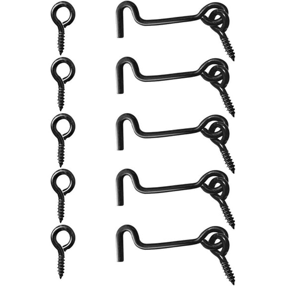 Sdstone Cabin Hook and Eye Latch Gate Door Swivel Window Latch Hook with Mounting Screws,Carbon Steel Door Hook Latch(2 inch, 5PCS)