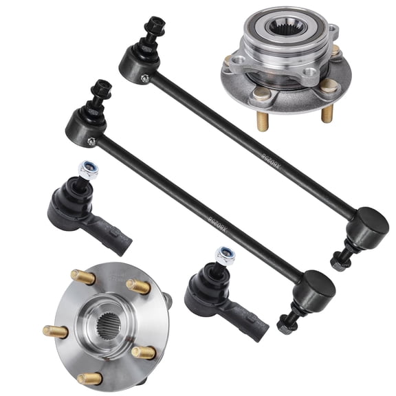 Detroit Axle - AWD Front Wheel Bearing Hubs Kit for 2008-2015 Mitsubishi Lancer 2009 2010 2011 2012 2013 2014 2 Wheel Bearing & Hubs 2 Outer Tie Rod Ends 2 Sway Bar End Links Replacement