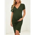 thumbnail image 3 of Short Sleeve Summer Maternity Dress for Woman Ruched Pregnancy Clothes, 3 of 7