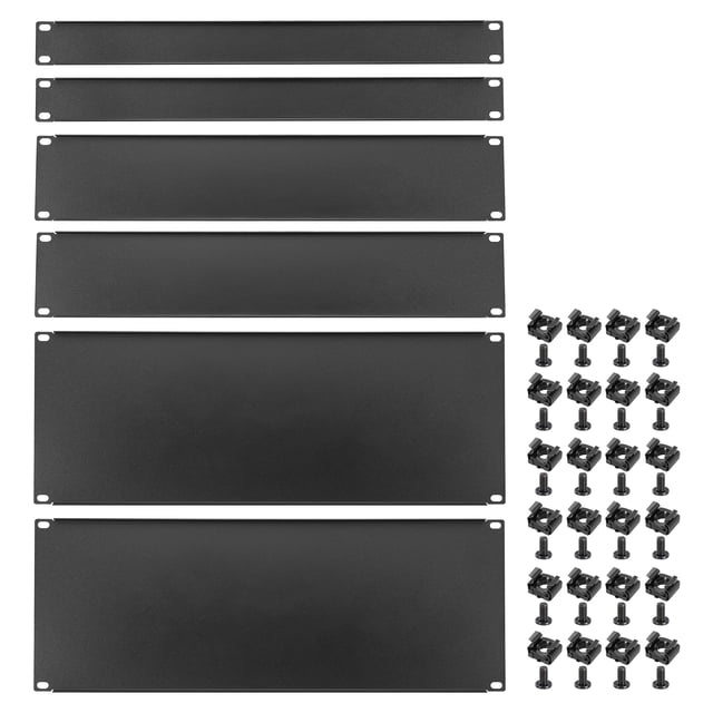 Uxcell 1U,2U,4U Blank Panel Metal Rack Mount, 19 Inches, 2 Set Filler Panel Mount Spacer Rack Blanking Panel Kit