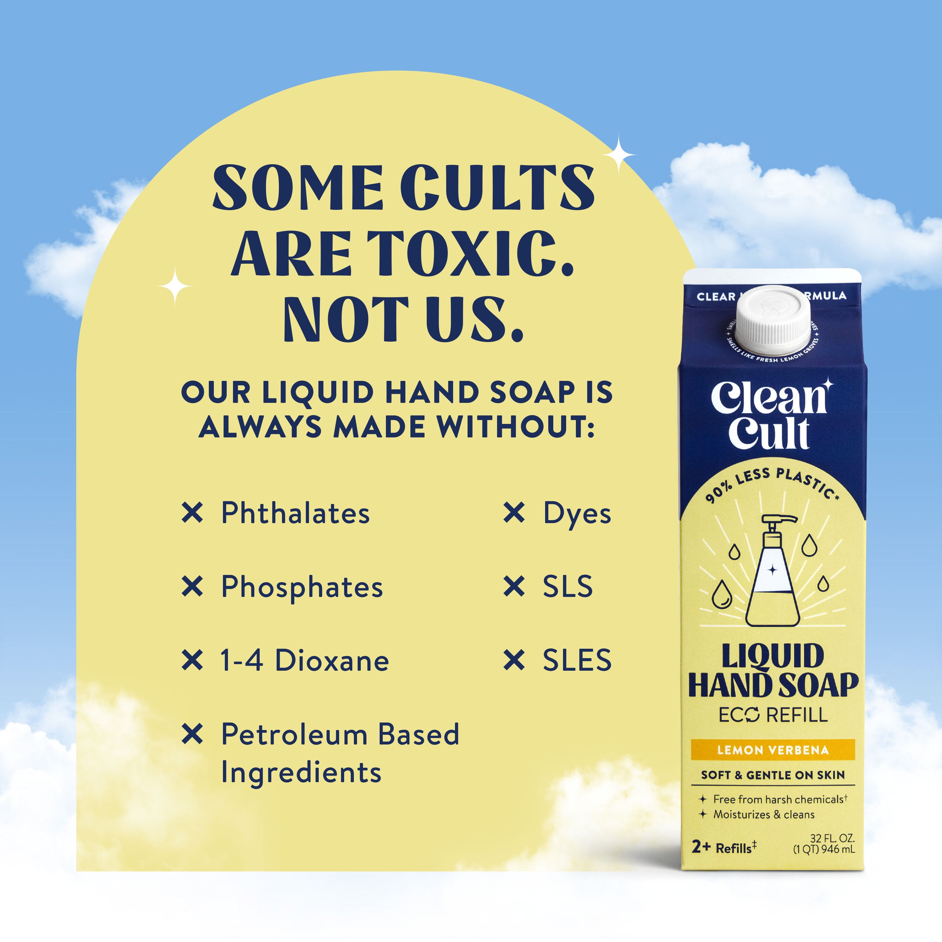 Cleancult Liquid Hand Soap Refill, Nature-Inspired Ingredients, Lemon Verbena Scent, 32 fl oz