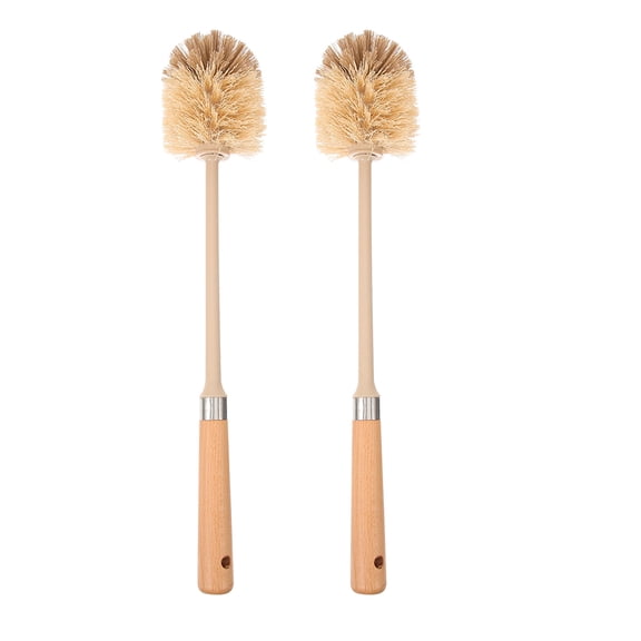 LOLIPPYY 2-Pack Reusable Wooden Toilet Brushes with Handles for Bathroom Cleaning and Effective Stain Removal