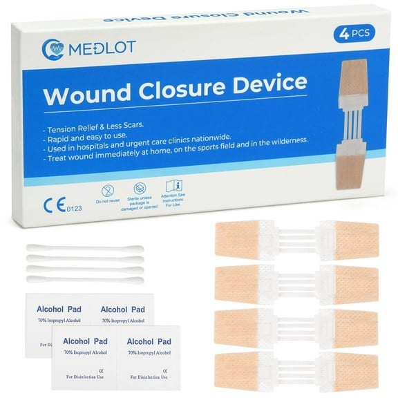 LotFancy 4 Pack Zip Stitch Sutures, Emergency Surgical Wound Closure Strips, Butterfly Bandages