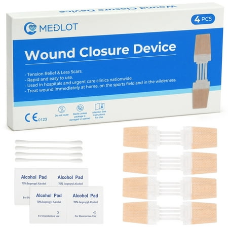 LotFancy 4 Pack Zip Stitch Sutures, Emergency Surgical Wound Closure Strips, Butterfly Bandages