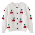 thumbnail image 2 of Girl's Cute Cardigan Sweaters Open Front Long Sleeve Knit Sweater Lightweight Coat Tops White 2Y, 2 of 3