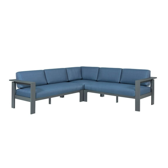Sardinia Aluminum Frame Outdoor Sectional Sofa - Blue Cushions