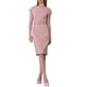 thumbnail image 2 of INSPIRAR CHIC Vestido Lápiz de Longitud a la Rodilla para Mujeres con Mangas Cortas y Cinturón para Usar en el Trabajo Vestidos Sheath M Rosa, 2 of 5