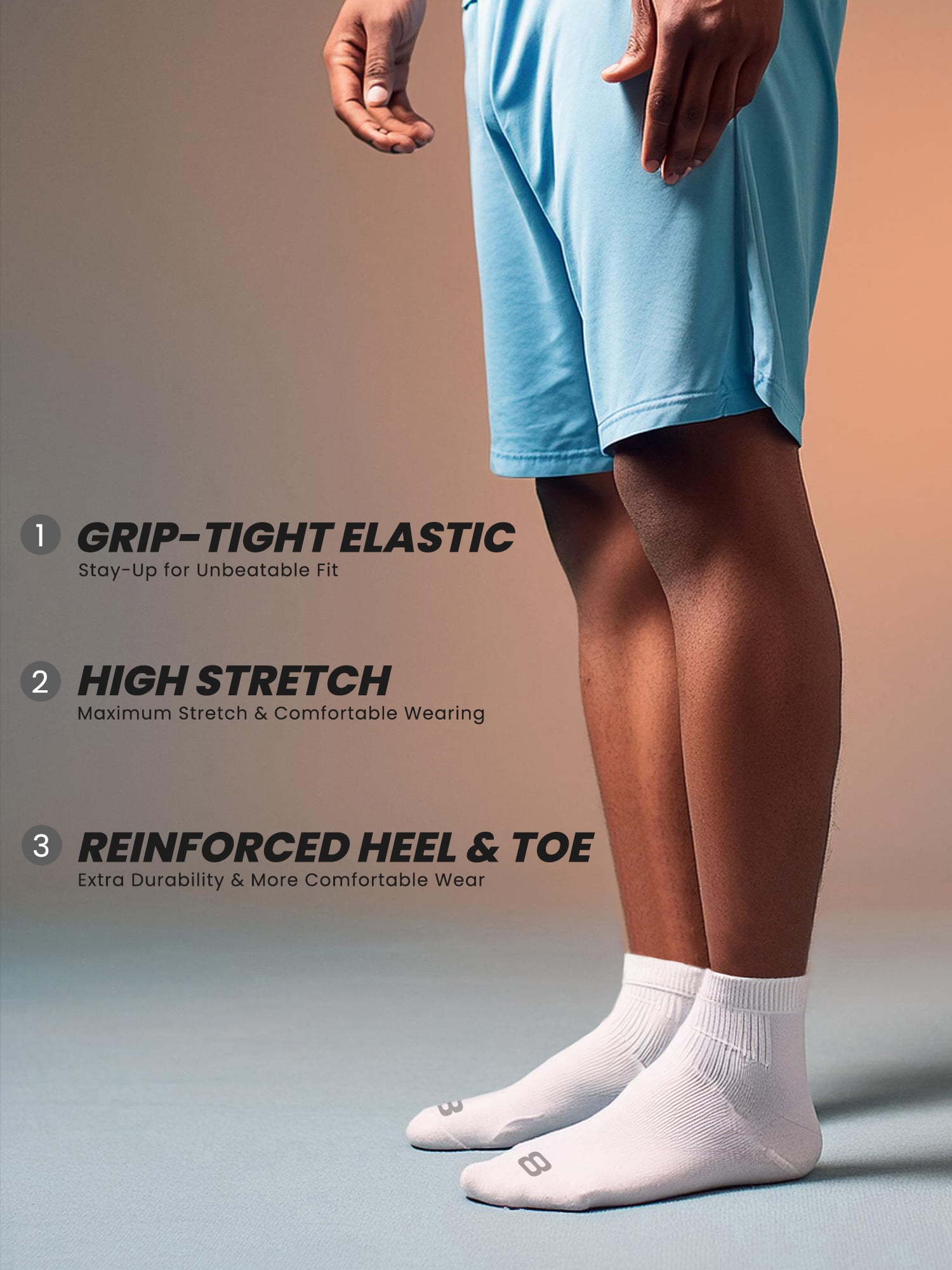 Layer 8 Men’s Cushioned Quarter Socks for Men Breathable Men’s Sports Socks for All day Comfort, 15 pk, White