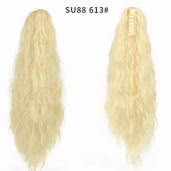 Qiopertar Water Wave Ponytail Wig, Fake Braid Clip in Hair Extensions, Natural Looking Synthetic Hair Ponytail for Women Daily Party Hairstyles