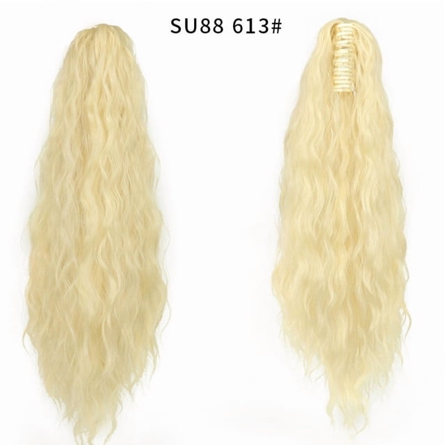 Extensión de coleta con clip | Postizo sintético para mujer | Trenza falsa con ondas de agua | Peluca de coleta con permanente de trenzas africanas