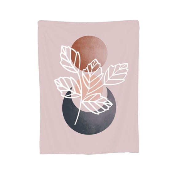 XMXY Fleece Throw Blanket for Couch, Boho Leaves Plants Flowers Lightweight Plush Fuzzy Cozy Soft Bed Blankets and Throws for Sofa, 40"x30" inches