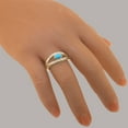 thumbnail image 6 of LBG British Made 9k Rose Gold Genuine Natural Turquoise & Diamond Womens Band Ring - 33 size options - Size 5.5, 6 of 7