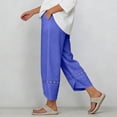 thumbnail image 6 of Utoimkio High Waist Cropped Linen Pants for Women Boho Eyelet Embroidery Wrap Cuff Capri Trousers with Side Hand Pockets, 6 of 6