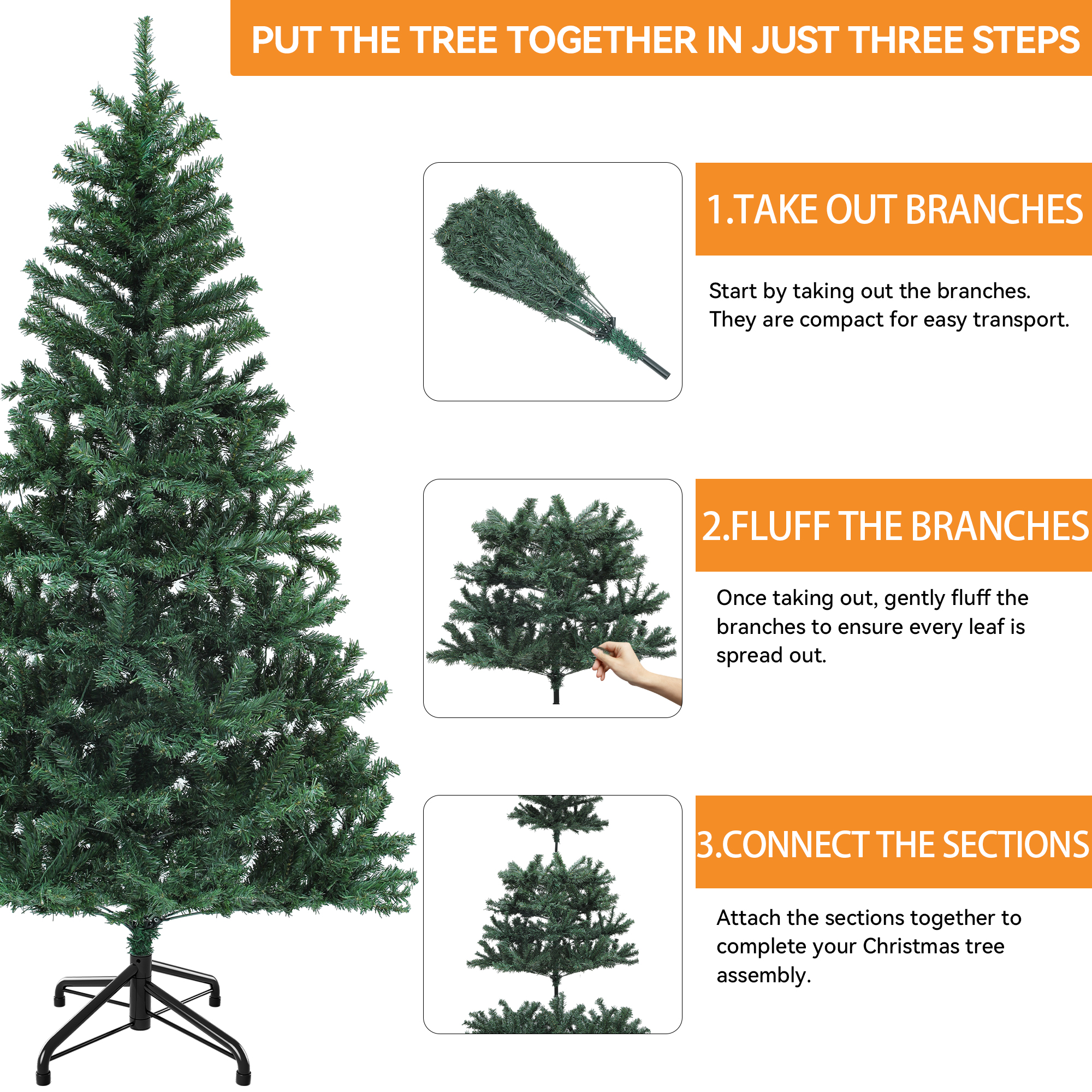 Uforic 6ft Pre-Lit Artificial Christmas Tree photo 7