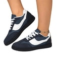 thumbnail image 2 of Domzle Women Retro Gum Sole Fashion Sneakers | Faux Leather Classic Tennis Skate Walking Shoes Anti Slip Trainers Blue, 2 of 7