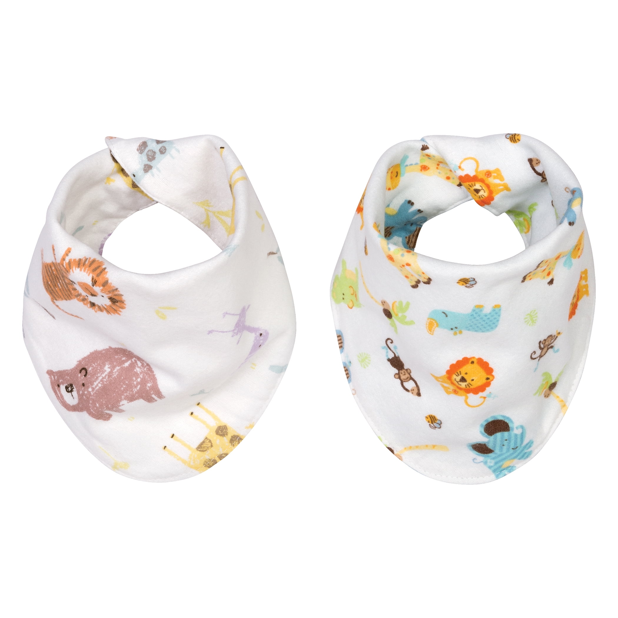 Jungle 2 Pack Reversible Flannel Bandana Bib Set
