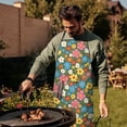 thumbnail image 4 of Pioneer Flower Floral Print Pattern Cotton Linen Apron with Pockets, Waterproof Adjustable, 33x27 Inch for Kitchen, Gardening, BBQ, Salon, 4 of 6
