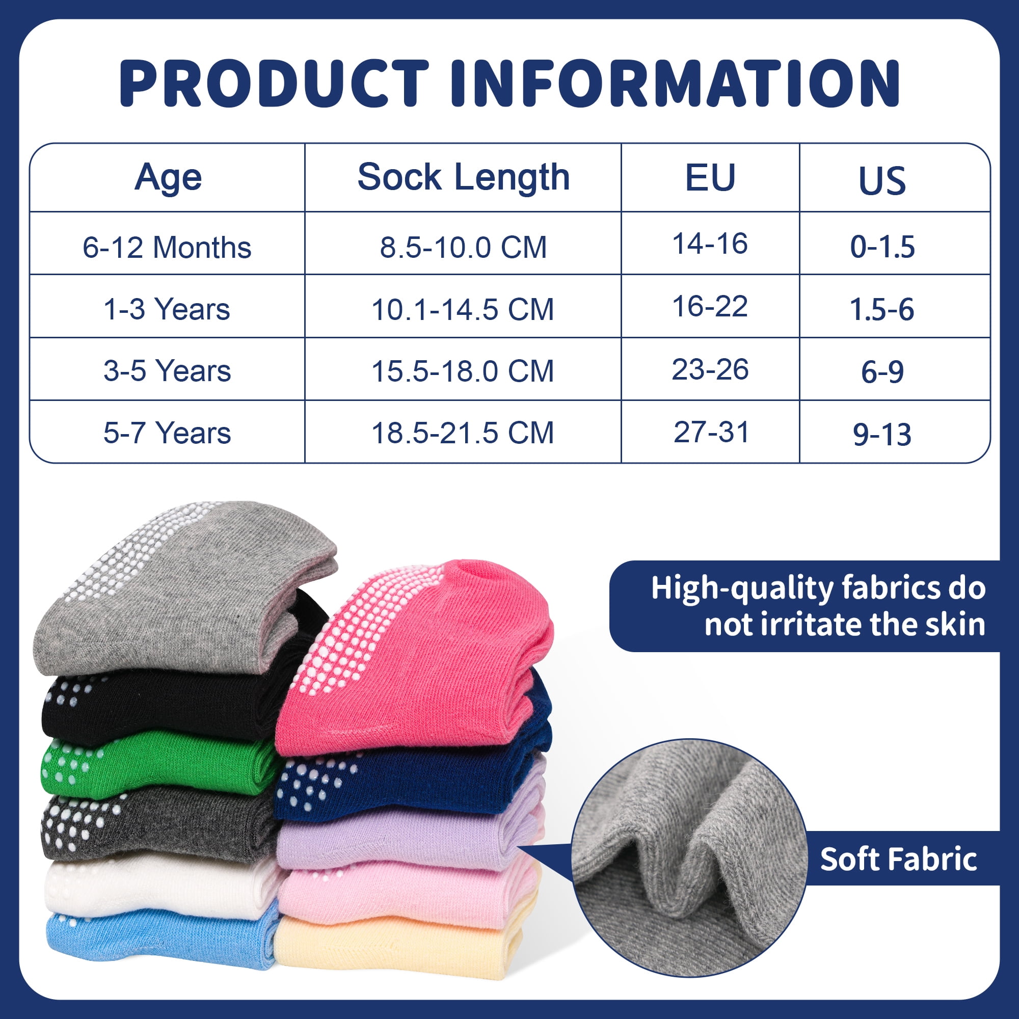 ELUTONG Non Slip Toddler Socks with Grip 12 Pairs Baby Boys Ankle Socks for Kids Children 6 Months-7 Years Old