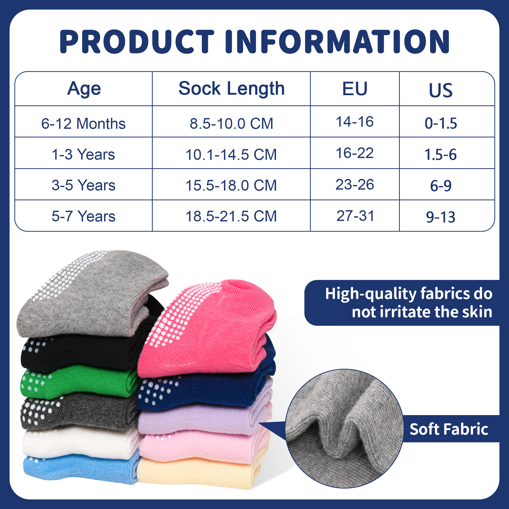 Elutong 12-Pack Non-Slip Toddler Socks photo 6