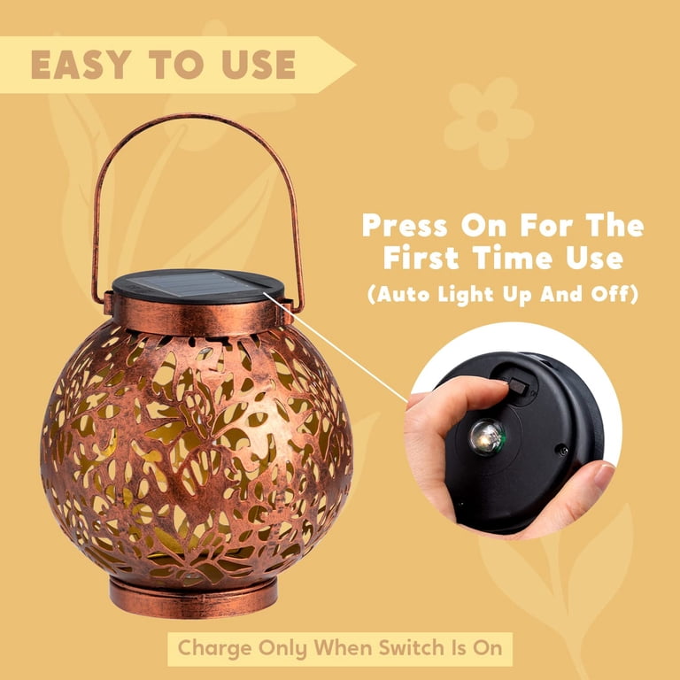 Joyfy Solar Hanging Lanterns, 2 Pack Bronze Moroccan photo 2