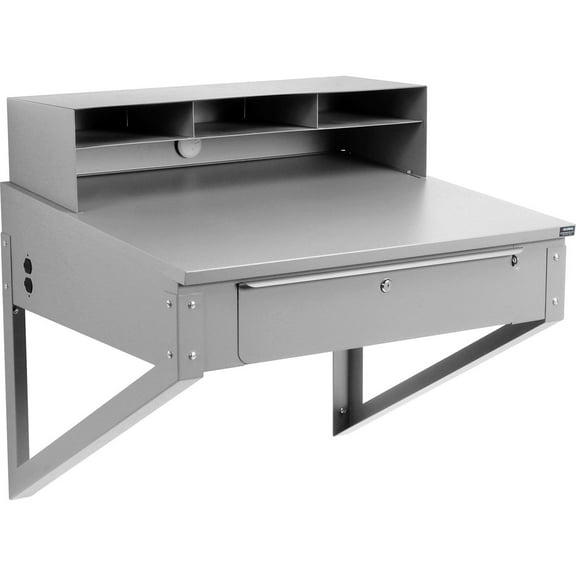 Global Industrial Wall Mount Shop Desk, 34"W x 30"D - Gray