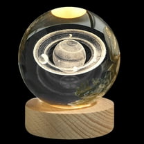 Xecvkr 3D Crystal Ball Solar System Night Light with USB Powered Base 6cm Planet Engraved Cosmic Series LED Lamp for Astronomy Science Gift