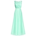 thumbnail image 4 of CHICTRY Womens Floral Lace Bodice Chiffon Long Bridesmaid Dress Sleeveless Wedding Party Prom Formal Evening Gowns Turquoise 14, 4 of 5