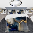 thumbnail image 2 of Designart "Abstract Shape in Golden and Blue Marble I" Animals Bedding Covert Set - Abstract Marble Blue Abstract Bed Set With 2 Shams, 2 of 6