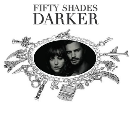 50 Cent Bracelet Fifty Shades Charm Bracelet Jewelry Charms - 50 Shades of Grey, Christian Grey, Jamie Dornan, Anasasia Steele, Dakota Johnson Wristlet - Superheroes Brand Movie Superhero Comic Cartoon Collection ()