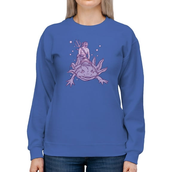 Riding An Axolotl Sweatshirt Women -Smartprints Designs, Female 4X-Large