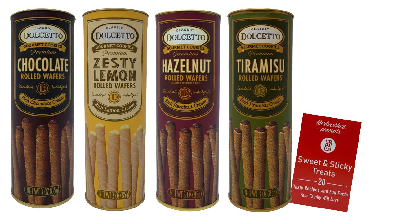 Dolcetto Premium Cream Filled Rolled Wafers Gourmet Cookies 4 Flavor