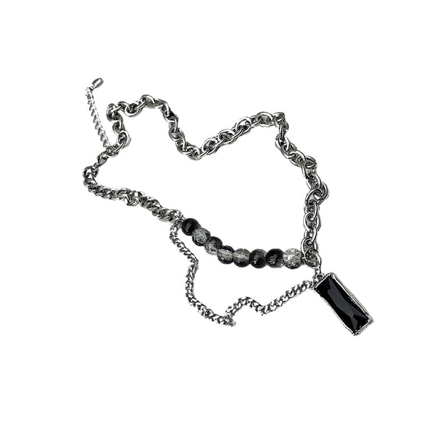 Qarigey Collar Colgante Moda Unisex Joyería Múltiple Cristal Rosario Cadena Encanto Joyas Negro Regalo Presente Simple Ropa, zapatos y accesorios Miscelánea Qarigey AP014859-01