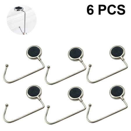 

6 Pieces Purse Hook Hanger Sturdy Non-Slip Shinny Surface Metal Hook Handbag Hanger for Table Desk in Restraurant Bar Restroom Office Shool and Meeting Room