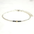 thumbnail image 2 of Black Diamond 2mm Rondelle Shape Faceted Cut Beads 7 inch Adjustable Silver Plated Clasp Bracelet for men, women, unisex. Link Chain Stacking Bracelet.|LINK_00966, 2 of 5