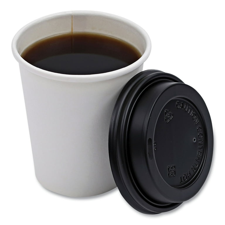 Choice Black Hot Paper Cup Travel Lid for 10-24 oz. Standard Cups and 8 oz.  Squat Cups - 100/Pack