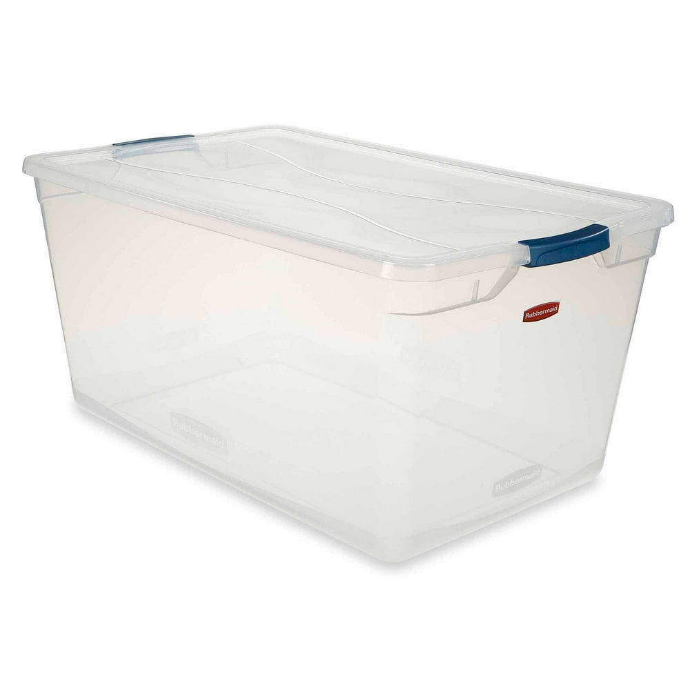 Rubbermaid Clever Store Clears Standard Latch Storage Container, 95 qt