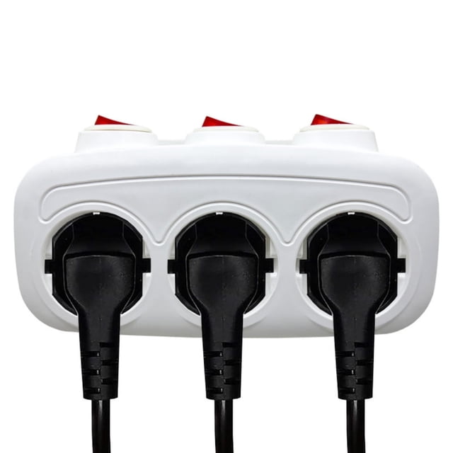 One to Three Extension Socket 3 Hole Independent Switches Overload Protection Fire Retardant Material Wall Mounted Space Saving Power Adapter for Home Office Desk Entertainment Center