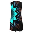 thumbnail image 4 of Women Summer Loose Dress Sleeveless Floral Print V Neck Hollow Out Sundress Casual Beach Dress Mini Dress Length Dress Linen Dress Olive Summer Dress Tunic Swing Dresses for Women Button Dress, 4 of 4