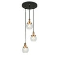 thumbnail image 3 of LNC 3-Light Globe Cluster Pendant, Clear Glass & Gold, for Kitchen Island & Foyer, 3 of 14