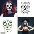 thumbnail image 5 of 9 hojas de tatuajes de calavera de azúcar con cara del Día de los Muertos, incluidas 9 hojas grandes de tatuajes faciales temporales de Halloween, tatuajes de cara de calavera de azúcar de H, 5 of 5