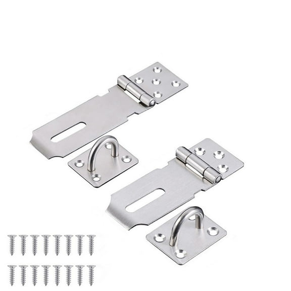 2 Sets Heavy Duty 304 Stainless Steel Hasp Staple with Screws, Padlock Hasp Door Clasp, Shed Locks and Latches, Security Gate Hasp and Staple Lock for Doors