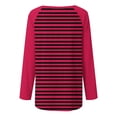thumbnail image 5 of Blouses Habillées Décontractées pour Femmes, Chandail en Molleton Rayé Surdimensionné à Manches Longues Raglan, Col Rond, chandail-Over Automne 2024, Tunique Ample, S-109 Vin TTG, 5 of 5