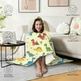 thumbnail image 4 of Wearable Blanket,LightYellow Cartoon Dinosaurs Volcanoes Palm Trees Pattern Hooded Wearable Flannel Blanket for Adults & Teens,Winter Poncho Shawl Wrap Cape Cozy Anti-Pill,60"x80", 4 of 5